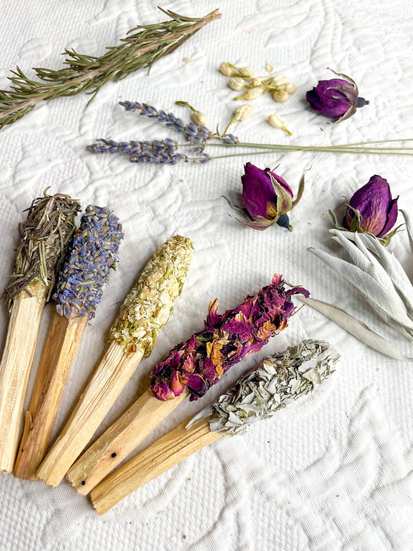 Copal Dipped Palo Santo Sticks Rolled In Herbs, Incense Gift