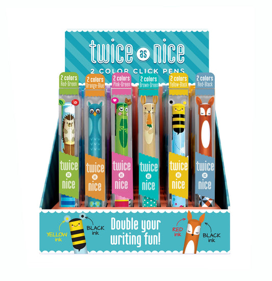 TWICE AS NICE WOODLAND 2 COLOR CLICK PEN DISPLAY OF 30