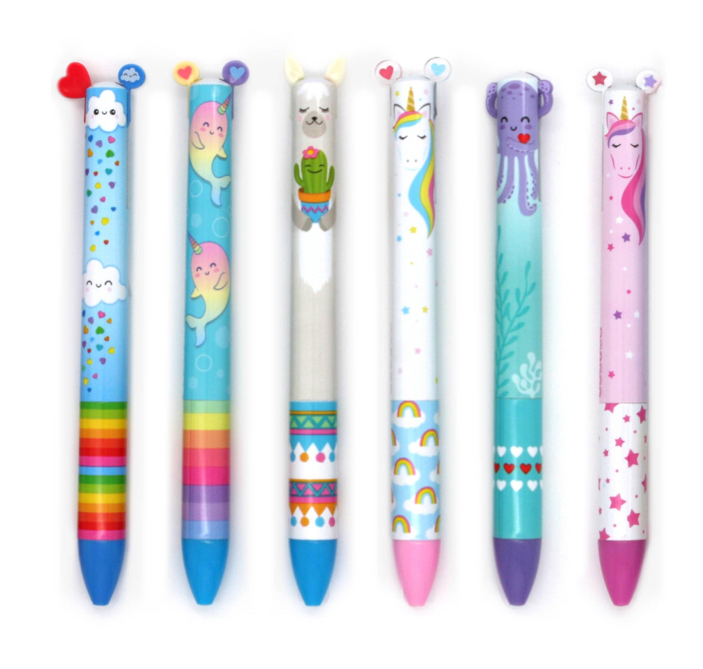 TWICE AS NICE RAINBOW 2 COLOR CLICK PEN DISPLAY OF 30