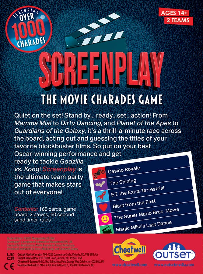 Screenplay: The Movie Charades Board Game