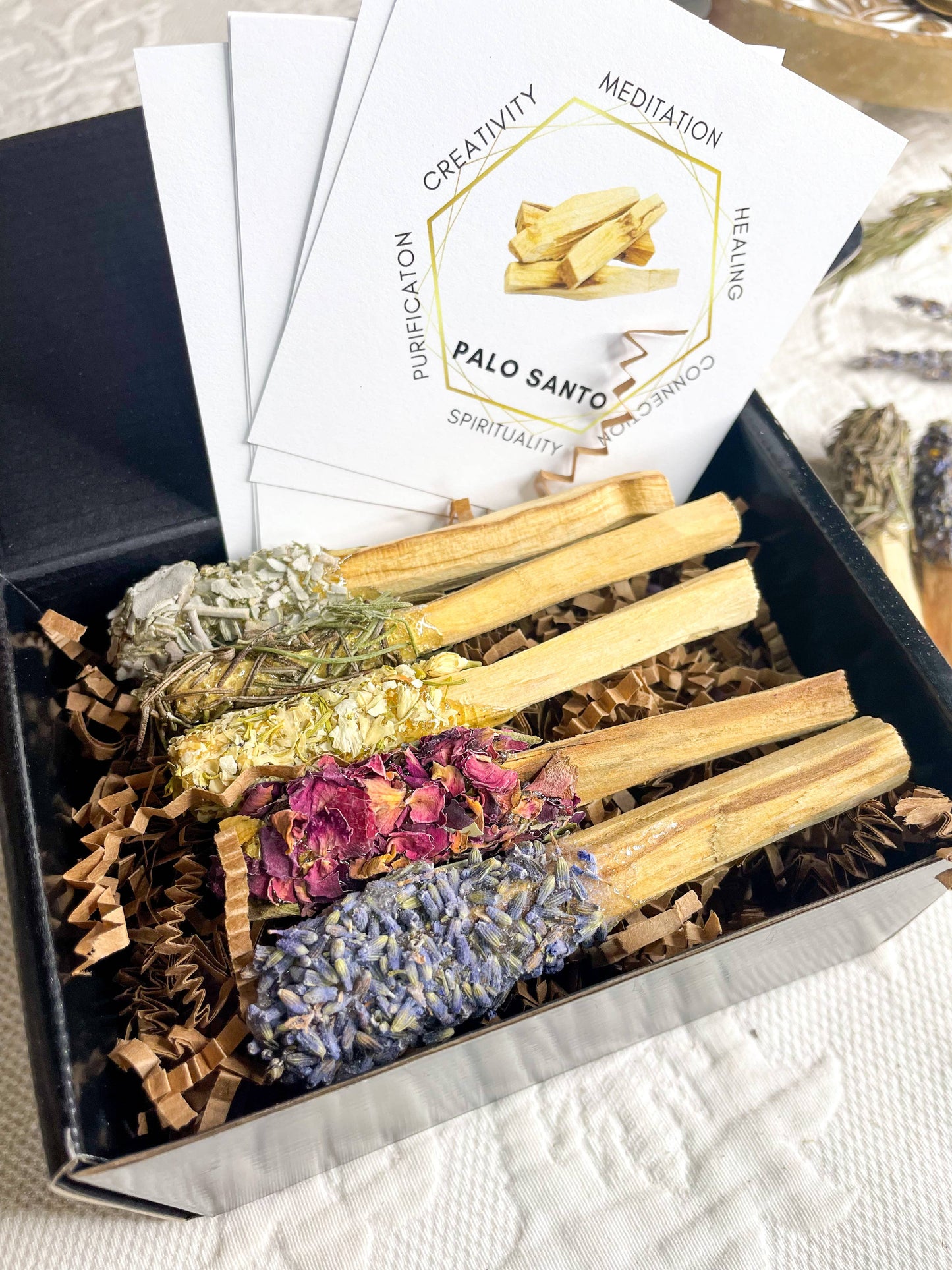 Copal Dipped Palo Santo Sticks Rolled In Herbs, Incense Gift