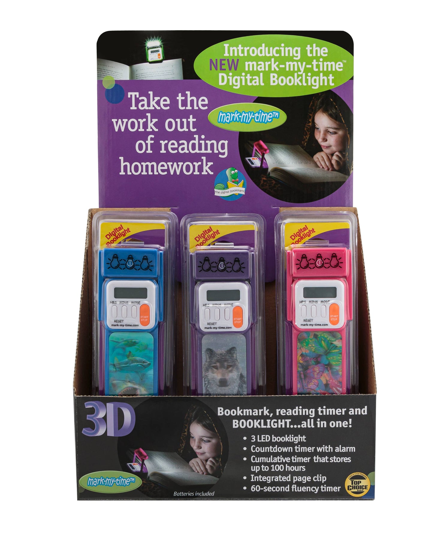 Mark My Time Lighted 3D Reading Tracker-assorted display